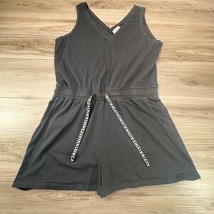 Calvin Klein Black Sleeveless V Neck Romper Shorts Jumpsuit Women's Size L